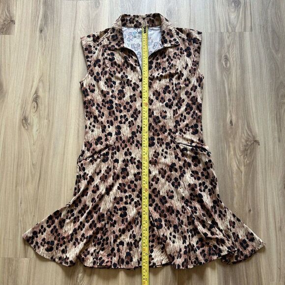 IBKUL Leopard Print Sleeveless Active Dress UPF 50+ Golf Tennis Pickleball M EUC - Picture 3 of 9
